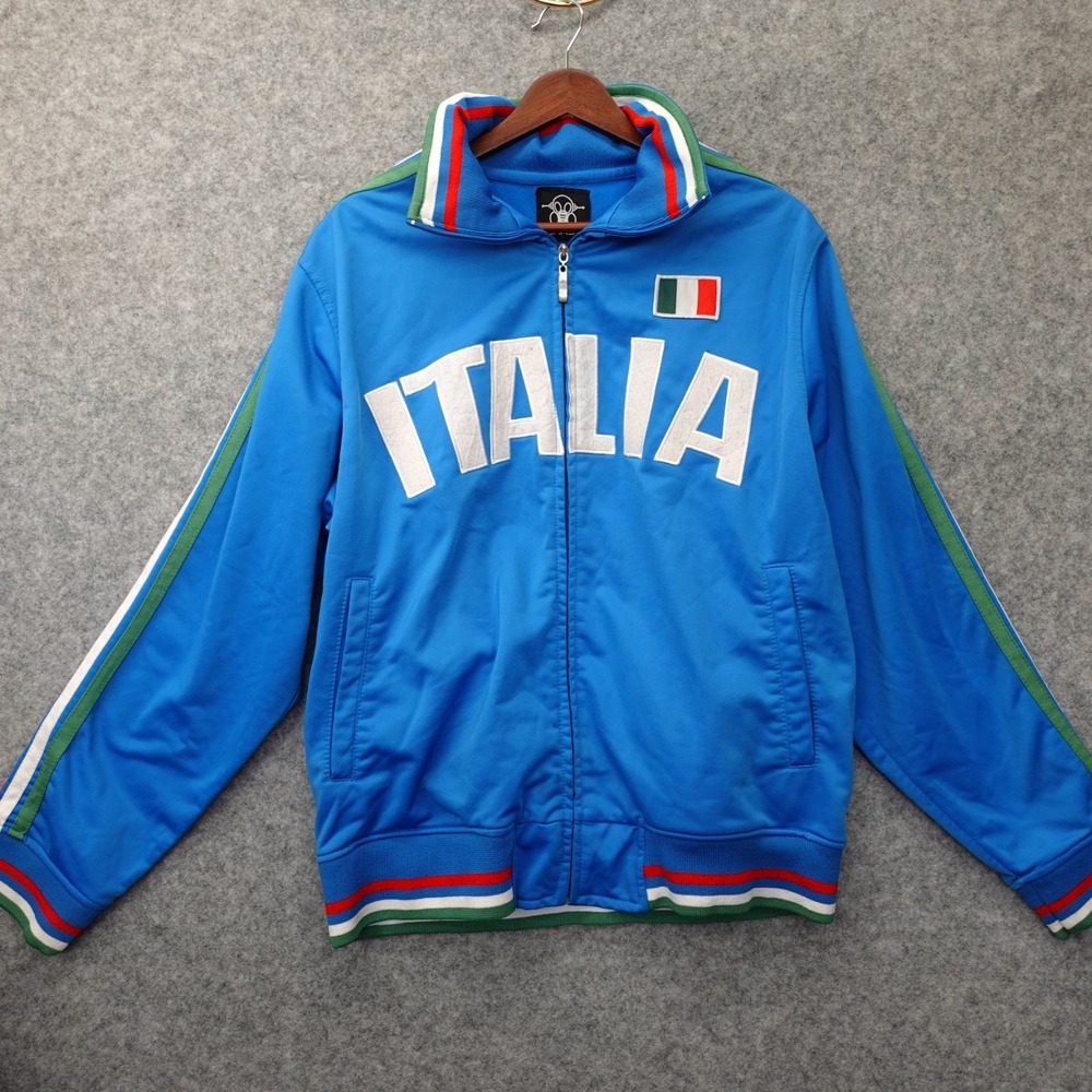 Vintage Italy Soccer Jacket GHAST Track Mens M L Blue Italia Futbol Flag